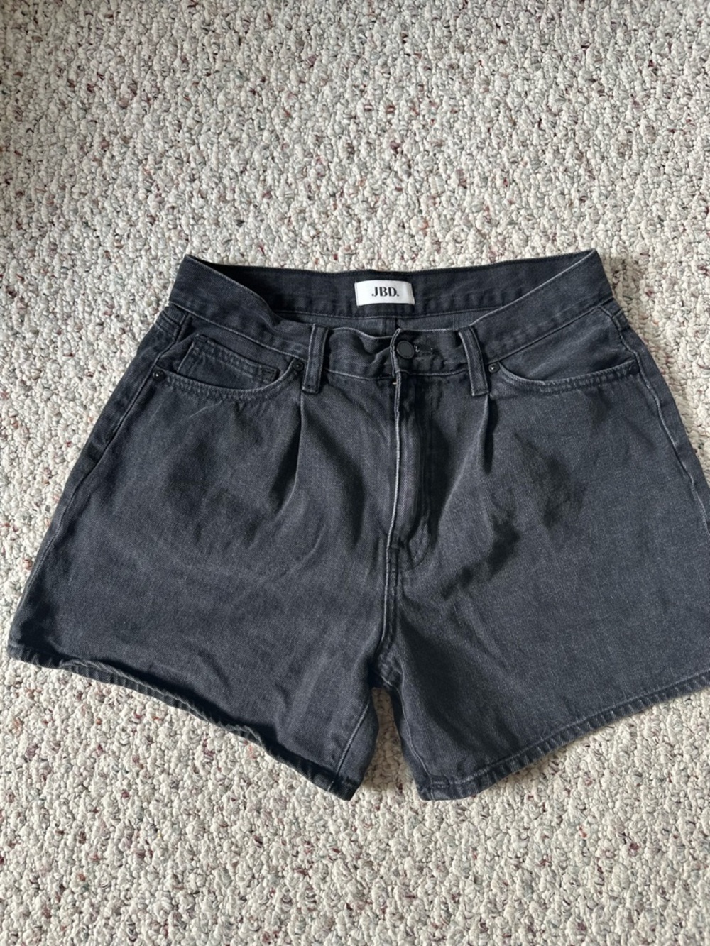 Black High-Rise Relaxed Fit Denim Shorts